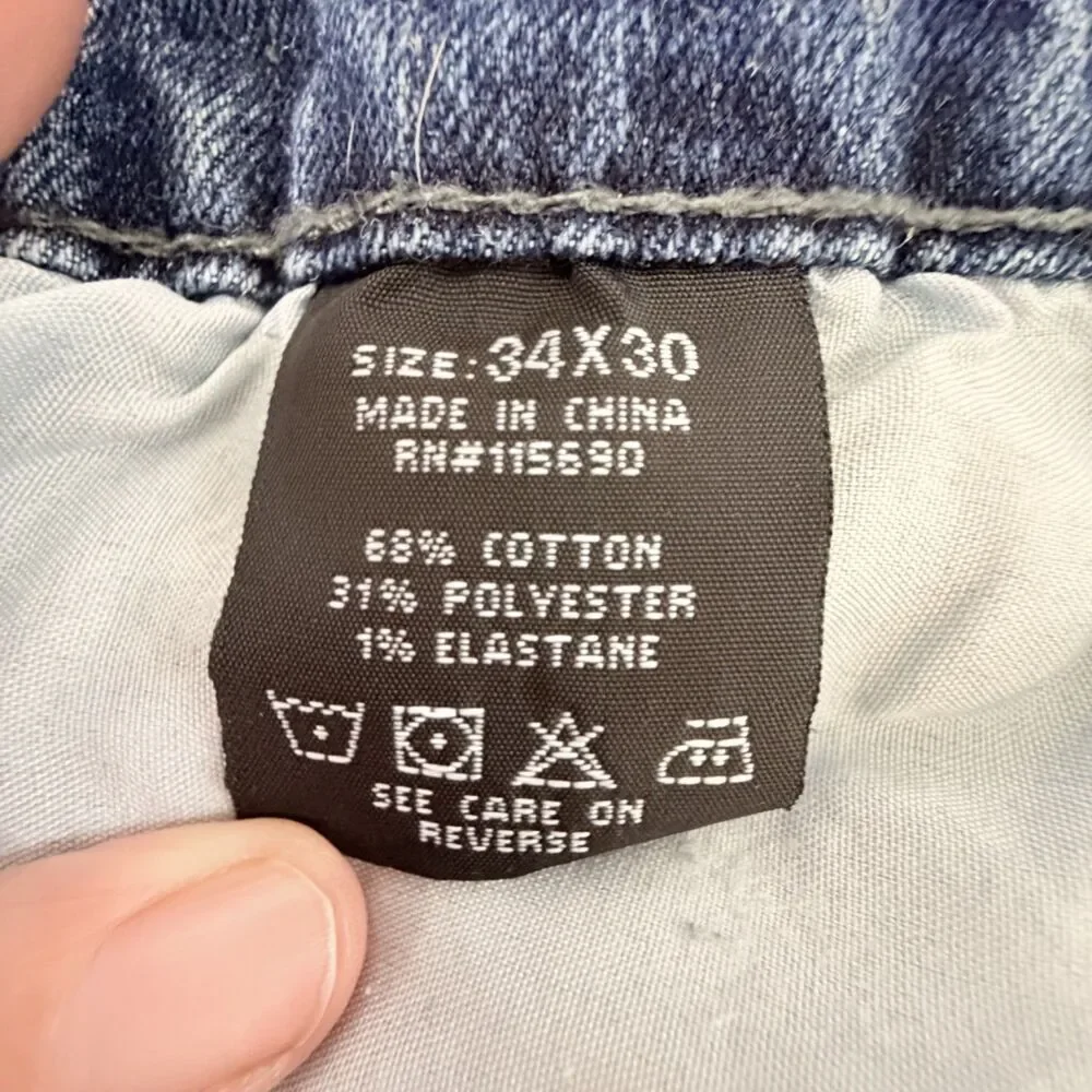 stitches & rivets jeans mens 34x28 blue stretch denim straight leg casual preppy